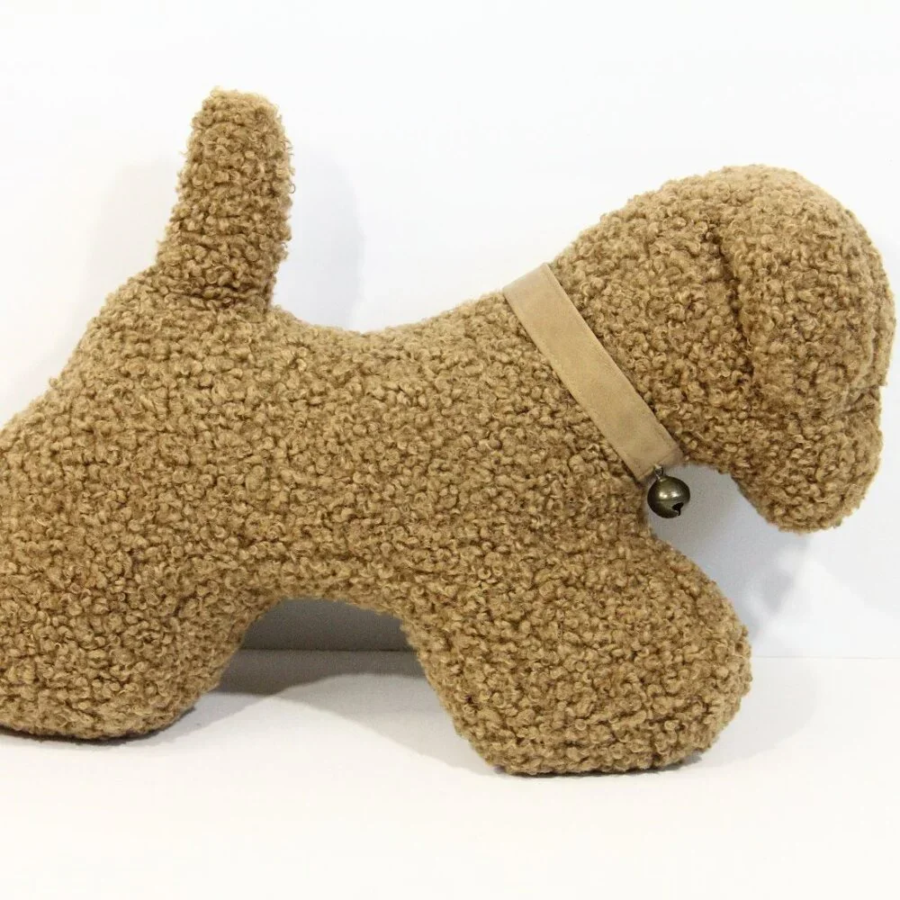 Pottery Barn Cozy Teddy Dog Pillow Faux Fur Sherpa Plush Puppy Decorative